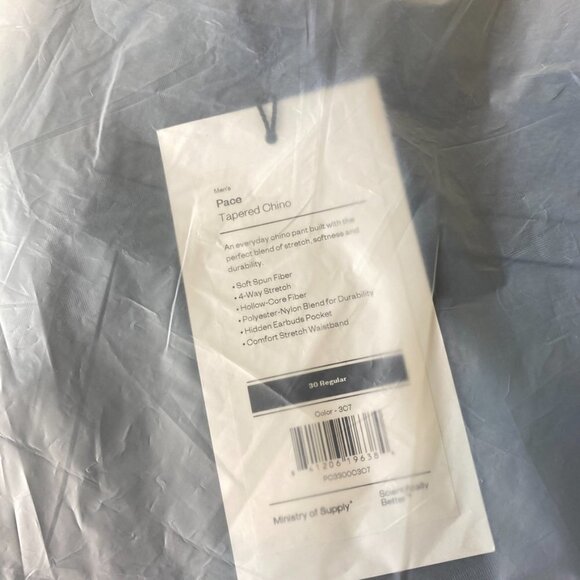 Ministry of Supply Pace Tapered Stretch Chino Pant Stormy Weather - Picture 3 of 4